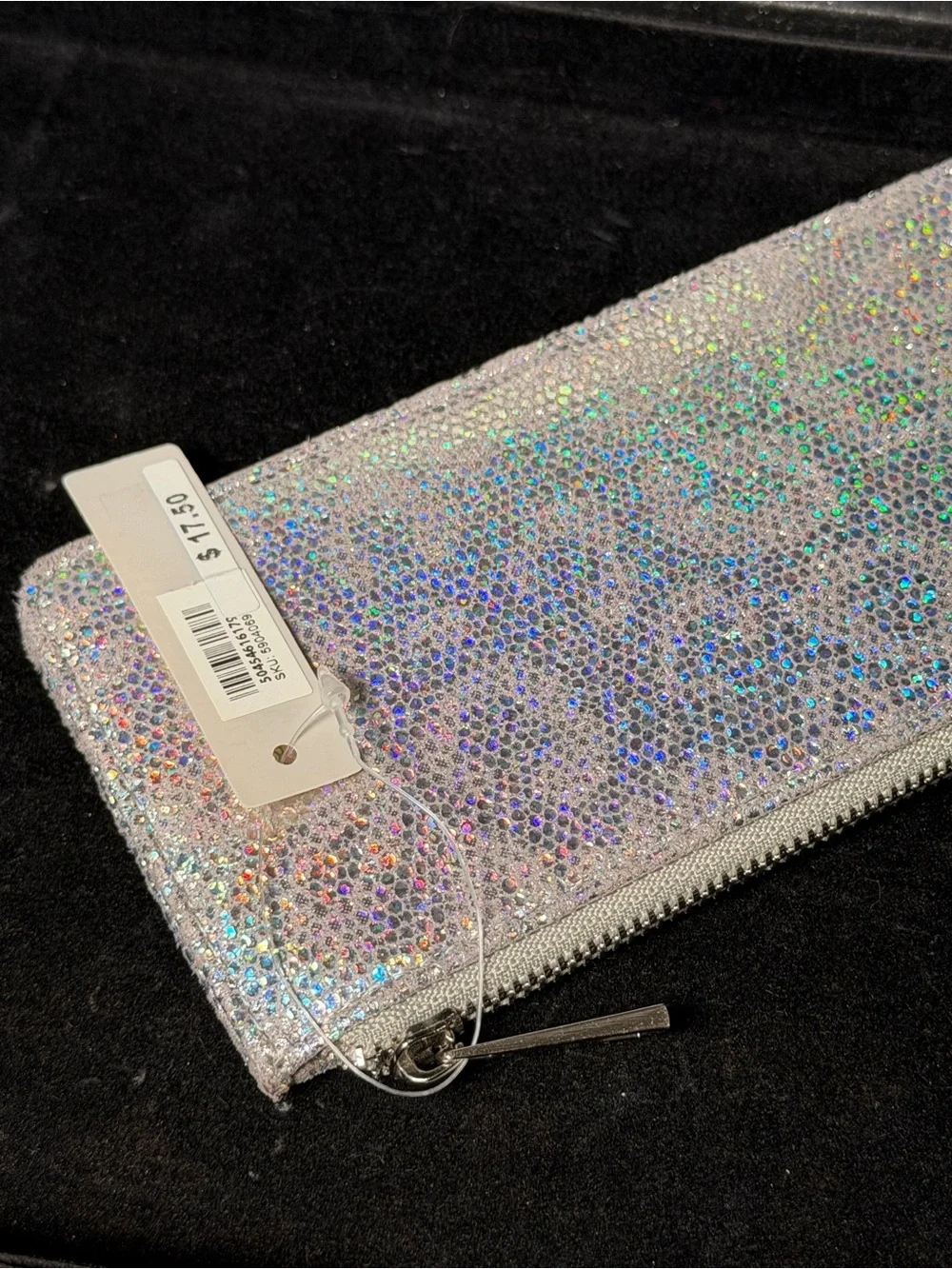 Accessorize Holographic Silver Zip Card Holder